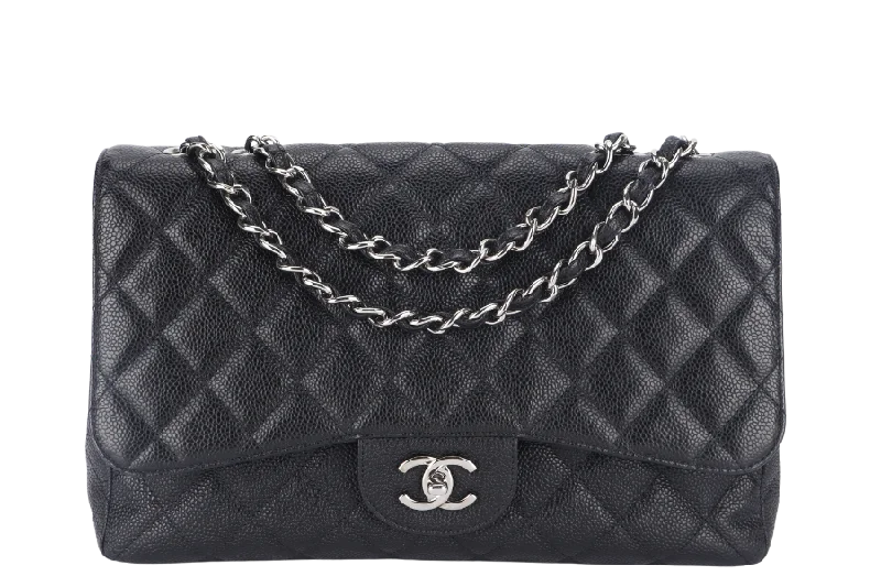 Chanel Colorful Handbag for Spring OutfitsCHANEL CLASSIC JUMBO (1317xxxx ) BLACK CAVIAR SILVER HARDWARE WITH CARD AND DUST COVER