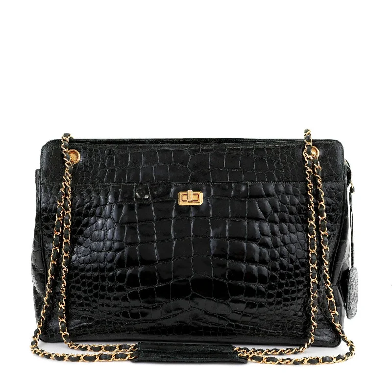 Chanel bags for women with a taste for high fashionChanel Dark Green Crocodile Portfolio/Briefcase Bag w/ Gold Hardware