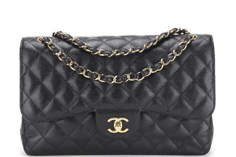 Chanel Black Handbag for Business MeetingsCHANEL DOUBLE FLAP BAG (1980xxxx) JUMBO BLACK CAVIAR LEATHER GOLD HARDWARE, NO CARD & DUST COVER