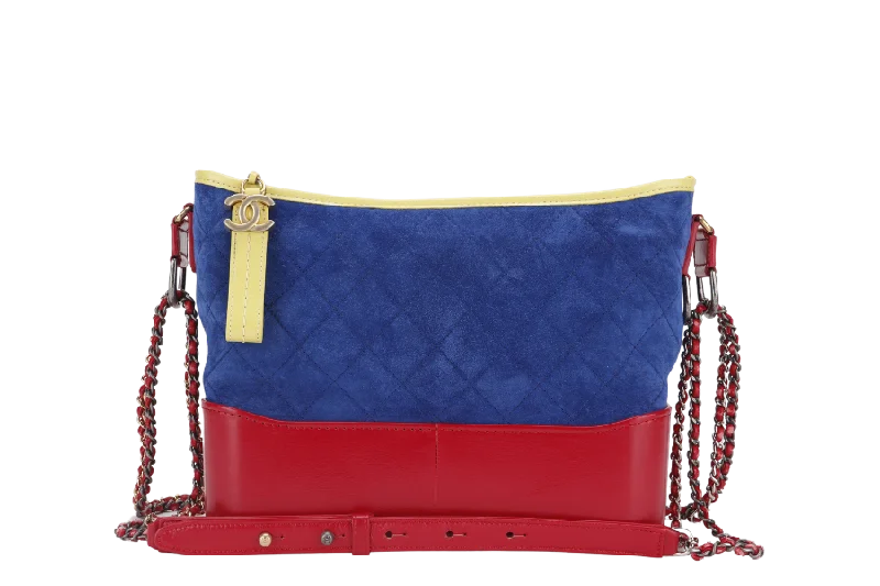 Chanel New Arrival Handbag with Gold HardwareCHANEL GABRIEL HOBO BAG MEDIUM RED,BLUE, YELLOW SUEDE LEATHER GOLD HARDWARE (2424xxxx) WITH DUST COVER AND CARD