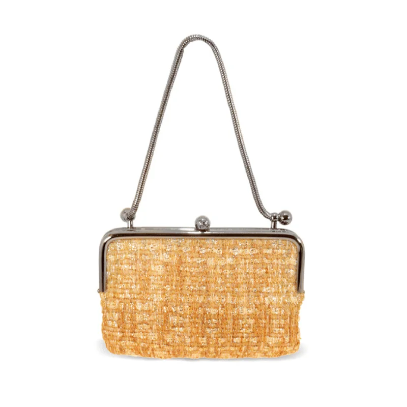 Chanel Lightweight Handbag for Daily ErrandsChanel Gold Tweed Couture Collection Mini Clutch with Chain