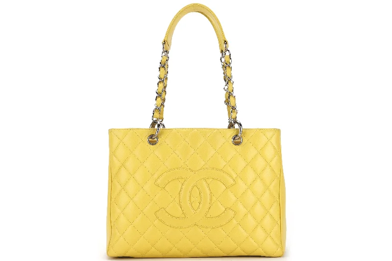 Chanel Vintage Inspired Handbag for Retro LoversCHANEL GST (1318xxxx) YELLOW CAVIAR LEATHER SILVER HARDWARE, WITH CARD & DUST COVER