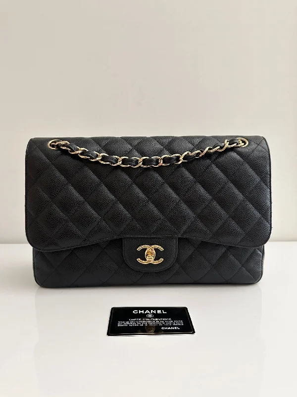 Chanel Chain Strap Handbag for Everyday UseCHANEL Jumbo Classic Double Flap Black Caviar GHW