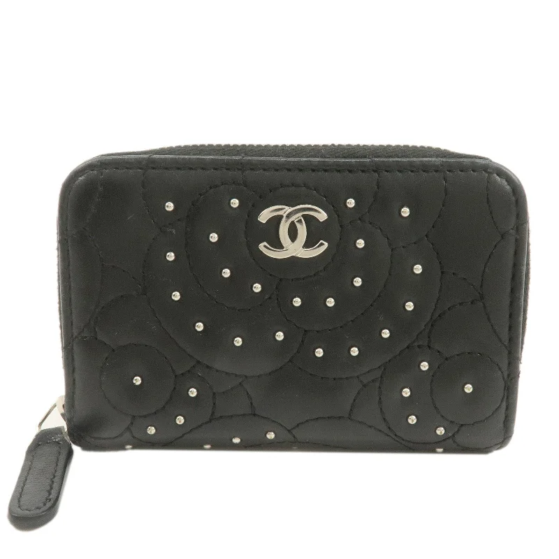 Chanel New Arrival Handbag with Gold HardwareCHANEL Leather Camellia Coin Purse Coin Case Black