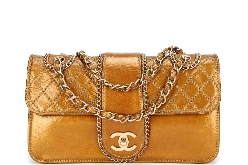 Chanel bags for those who value investment piecesCHANEL MADISON FLAP BAG (1144xxxx) MEDIUM GOLD QUILTED PATENT LEATHER GOLD HARDWARE, NO CARD & DUST COVER