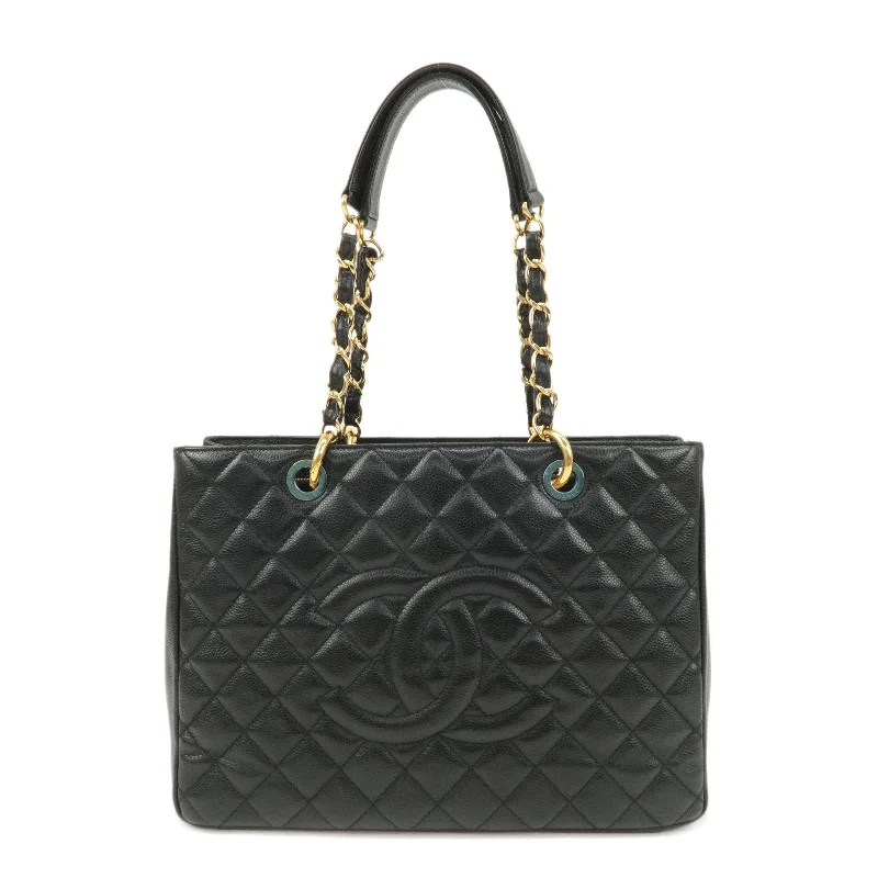 Chanel bags in luxury boutiques worldwideCHANEL Matelasse Caviar Skin GST Chain Tote Bag Black Gold A50995