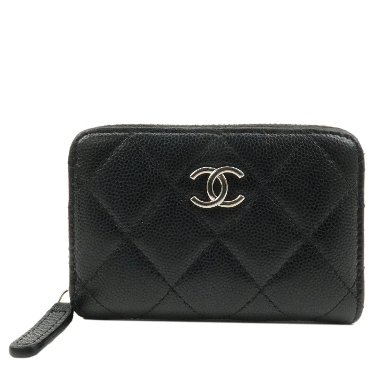 Chanel bags sale 2025CHANEL Matelasse Caviar Skin Round Zipper Coin Case Black A69271