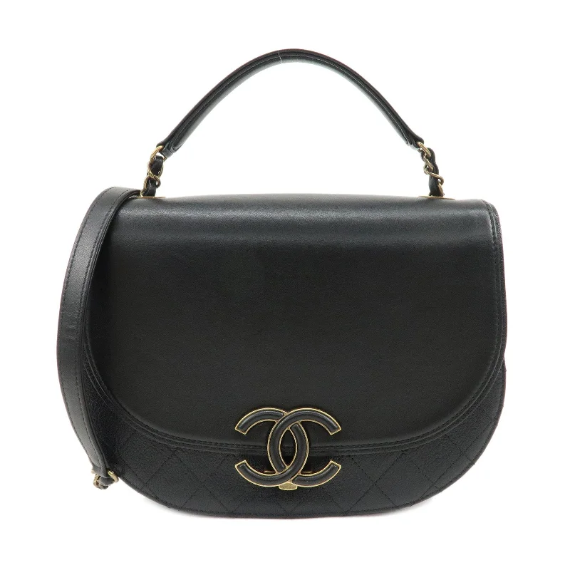 Chanel bags available at online luxury retaileCHANEL Matelasse Lamb Skin 2 Way Bag Hand Bag Shoulder Bag Black