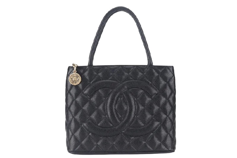 Chanel bags for those who value investment piecesCHANEL MEDALLION TOTE (1363xxxx) BLACK CAVIAR GOLD HARDWARE WITH CARD AND DUST COVER