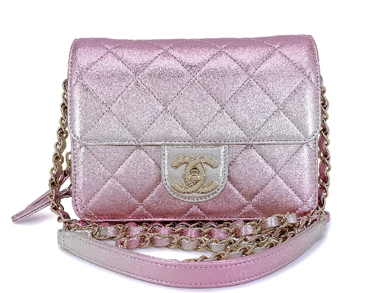 Chanel bags perfect for everyday elegChanel Metallic Mermaid Ombre Pink Mini Wallet Flap Bag GHW ES7