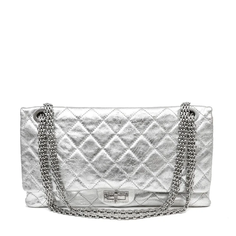 Chanel bags with adjustable chain strapsChanel Metallic Silver Maxi Classic Reissue 2.55