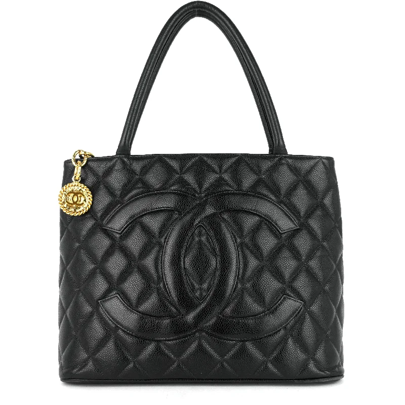 Chanel classicMedallion Caviar Leather Tote Bag