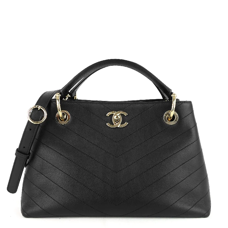 Chanel bags for women with a taste for high fashionChevron Chic Top Handle Small Calfskin Tote Bag