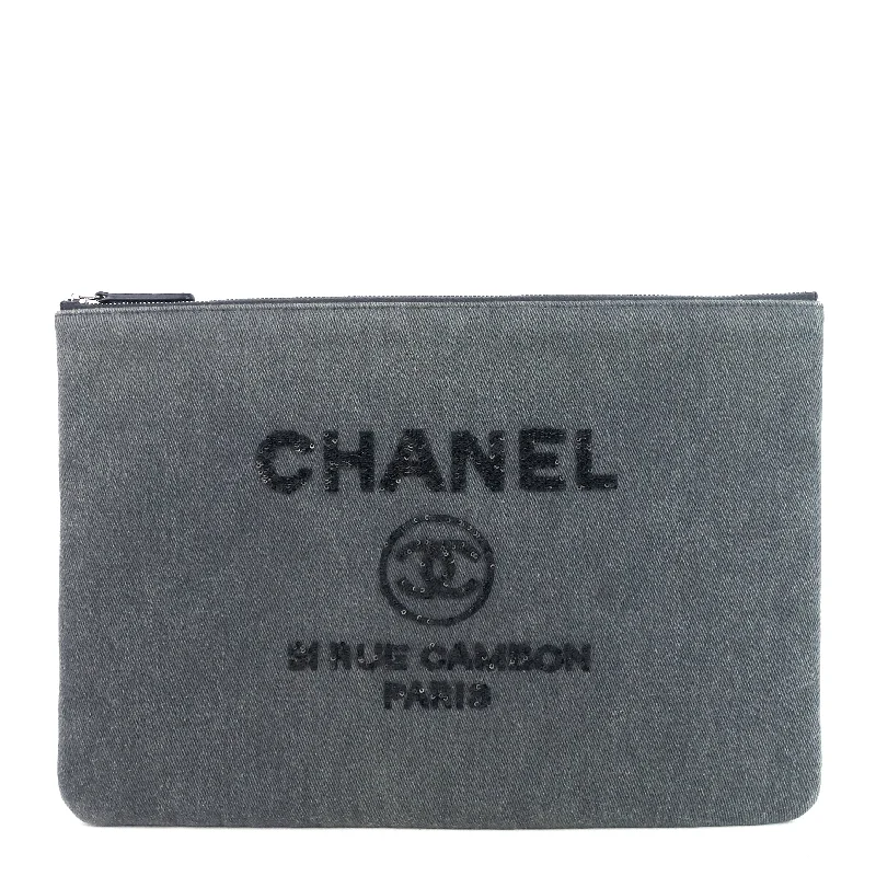 Chanel bags with modern touchesDeauville Denim O Case Sequin Clutch Bag