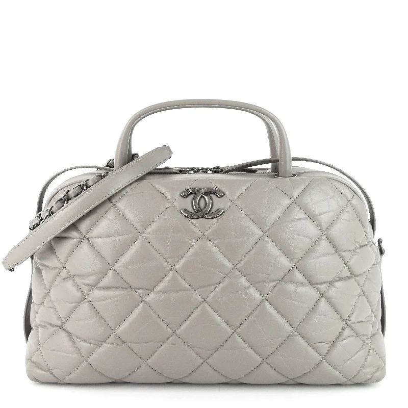 Chanel Classic Flap Bag for Evening PartyAged Calfskin Small Bowling Bag