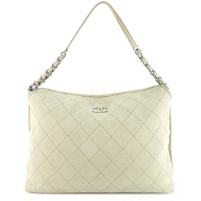 Chanel bags with intricate metal hardwareFrench Riviera Quilted Suede Hobo Bag