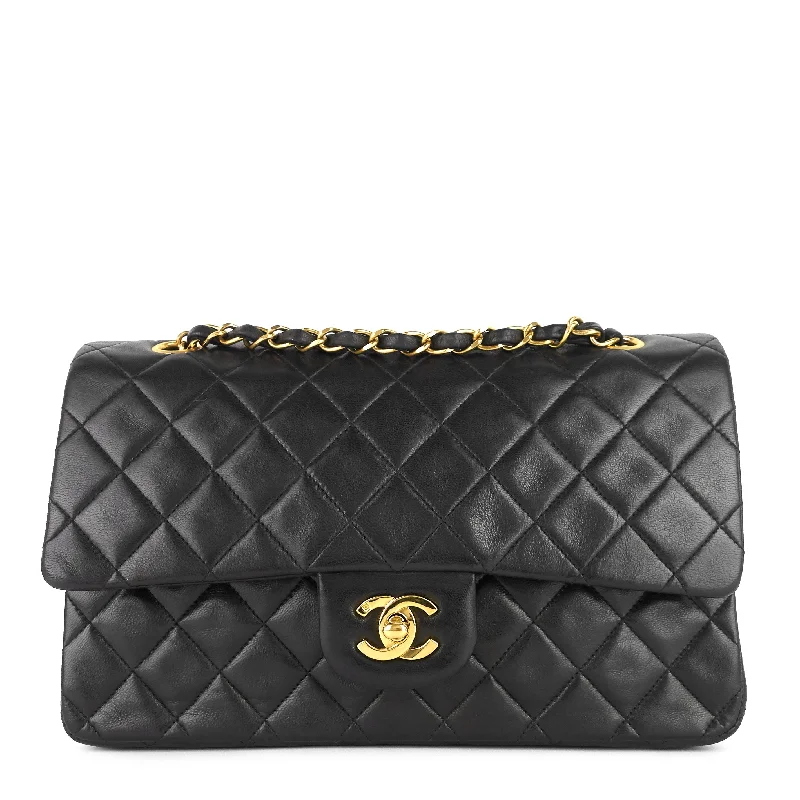 Chanel Handbag with Adjustable Strap for ComfortDouble Flap Quilted Lambskin Leather Bag