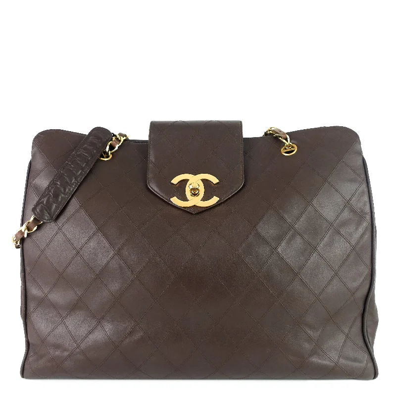 Chanel Designer Handbag with Unique DesignVintage Supermodel Weekender Large Calfskin Leather Bag