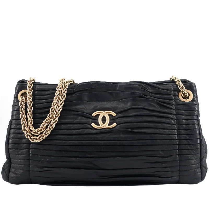 Chanel Small Crossbody Bag for TravelCC Accordion Pleated Lambskin Leather Chain Bag