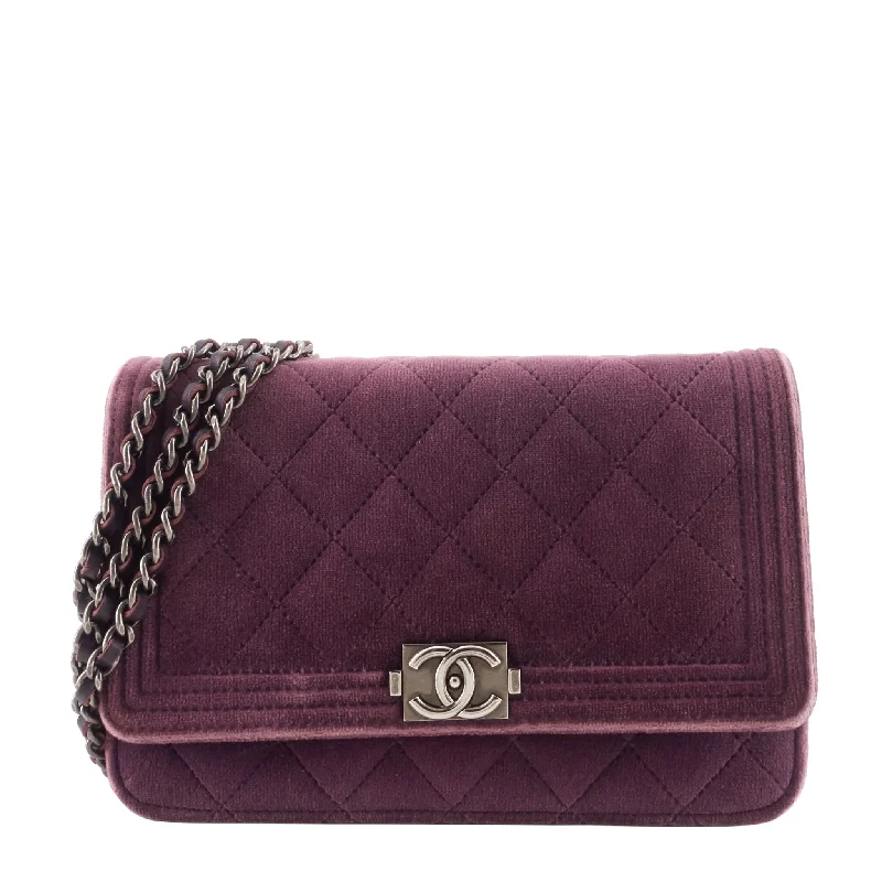 Chanel New Arrival Handbag with Gold HardwareBoy Quilted Velvet Wallet on Chain Bag