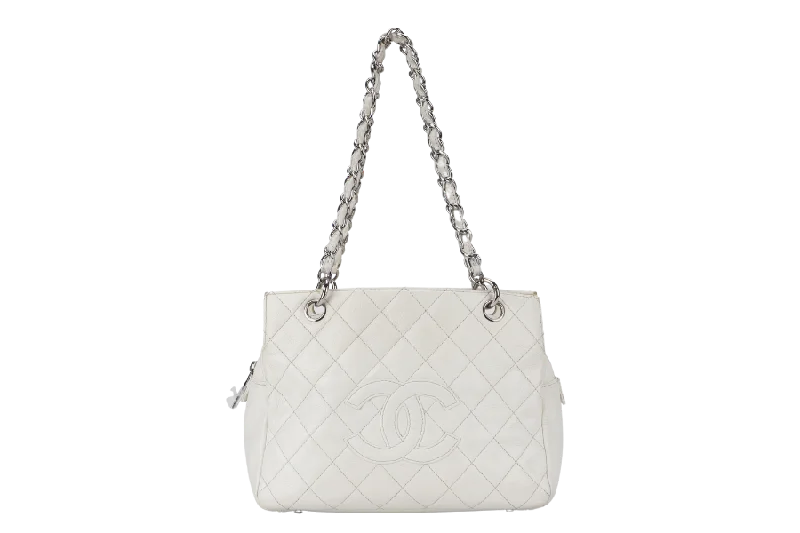 Chanel bags in luxury boutiques worldwideCHANEL PST WHITE (1044xxxx) CAVIAR LEATHER SILVER HARDWARE WITH DUST COVER