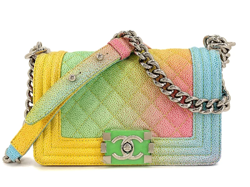 Chanel bags with modern touchesChanel Rainbow Caviar Coco Cuba Small Boy Flap Bag 17C XLN