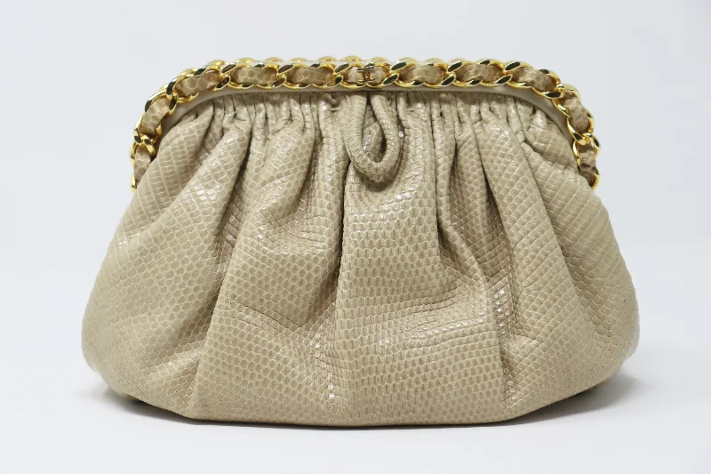 Chanel bags with iconic gold chainsON LAYAWAY   CHANEL Rare Vintage Lizard Convertible Bag to Clutch