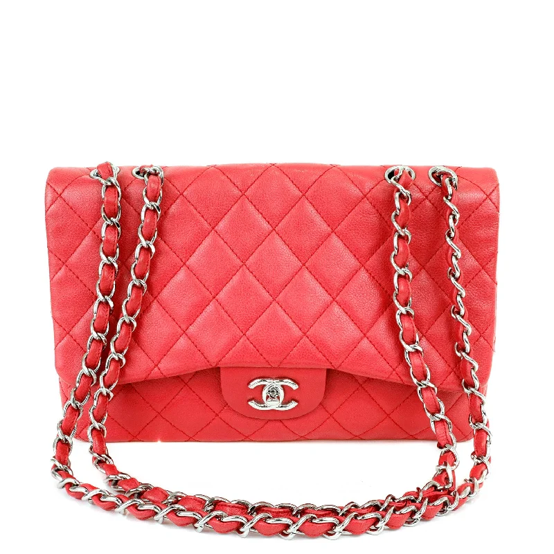 Chanel bags as wedding day accessoriesChanel Red Lipstick Calf Single Flap Jumbo w/ Silver Hardware