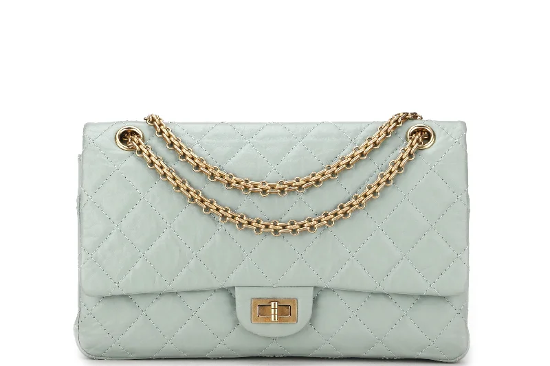 Chanel Medium Tote Bag for Office LadiesCHANEL REISSUE 227 (2539xxxx) MINT GREEN CALFSKIN GOLD HARDWARE, WITH CARD, DUST COVER & BOX