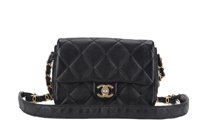 Chanel Colorful Handbag for Spring OutfitsCHANEL SINGLE FLAP BAG 22CM BLACK LAMBSKIN GOLD HARDWARE (JC2Hxxxx) WITH DUST COVER AND BOX