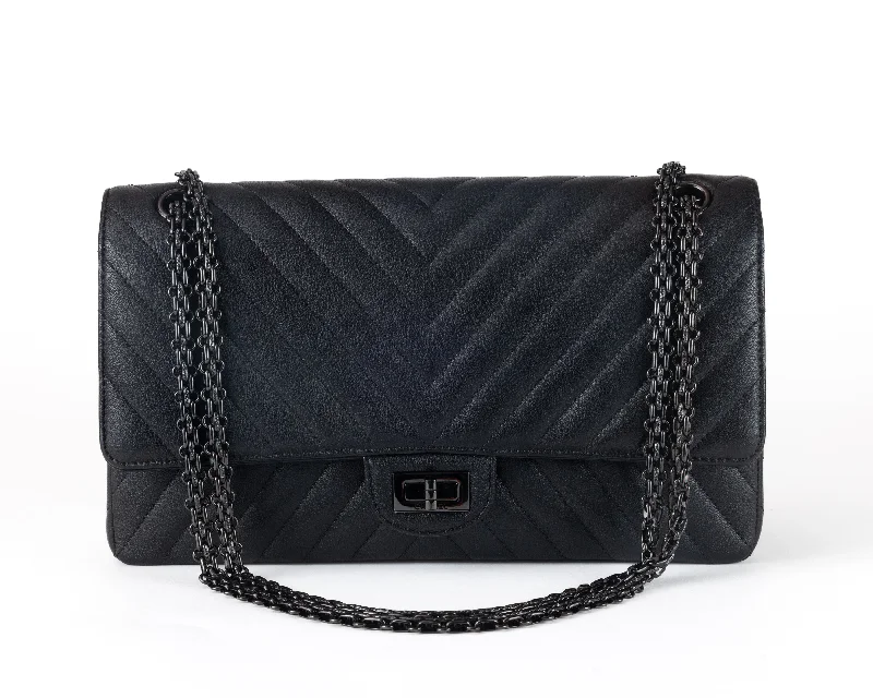 Chanel bags for women who love timeless fashionChanel So Black Chevron Quilted Medium Classic w/ Black Hardware