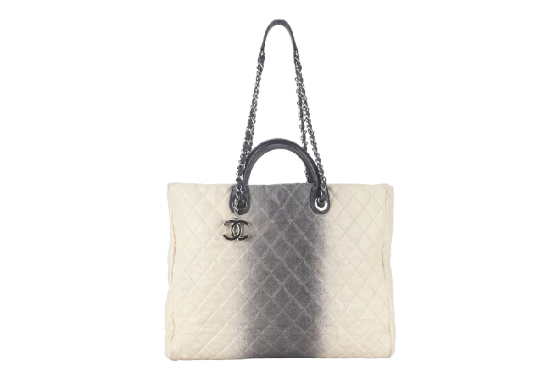 Chanel New Arrival Handbag with Gold HardwareCHANEL TOTE BAG LARGE (1784xxxx) CREAM & GREY OMBRE CAVIAR LEATHER SILVER HARDWARE WITH DUST COVER