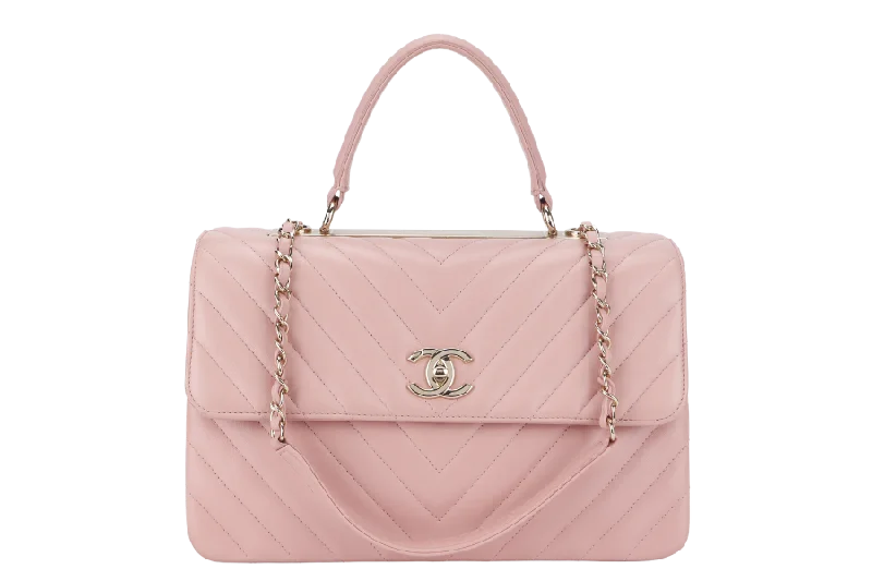 Chanel Colorful Handbag for Spring OutfitsCHANEL TRENDY CC FLAP (2550xxxx) WITH TOP HANDLE MEDIUM PINK LAMBSKIN GOLD HARDWARE WITH DUST COVER