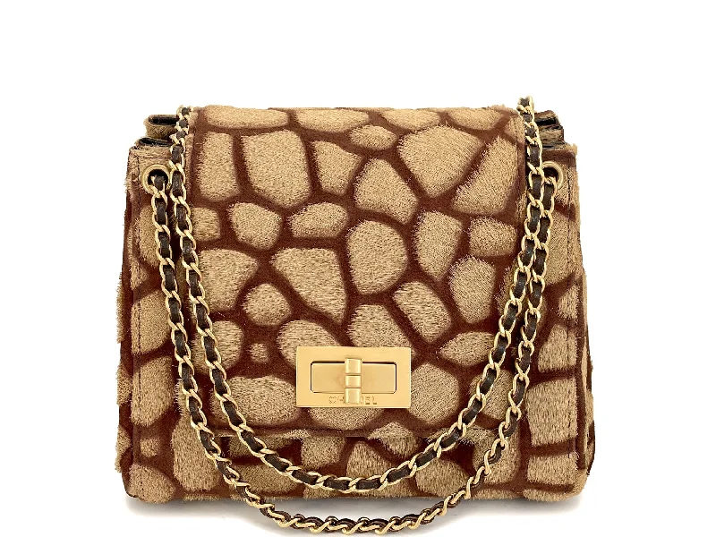 Chanel bags for those who value investment piecesChanel Vintage 2000 Pony Hair Small-Mini Beige Giraffe Accordion Flap Bag GHW KZH