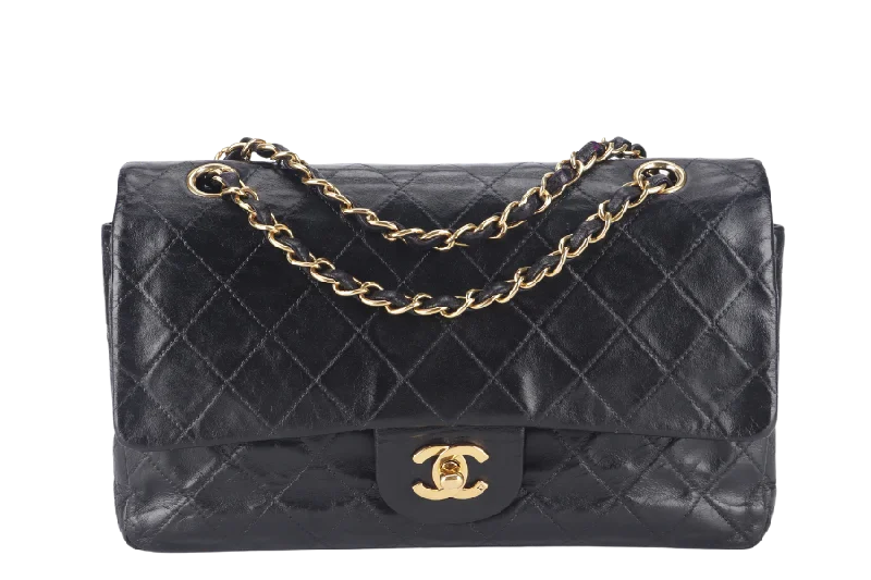 Chanel bags with adjustable chain strapsCHANEL VINTAGE CLASSIC DOUBLE FLAP (341xxxx) SMALL BLACK LAMBSKIN LEATHER GOLD HARDWARE NO DUST COVER