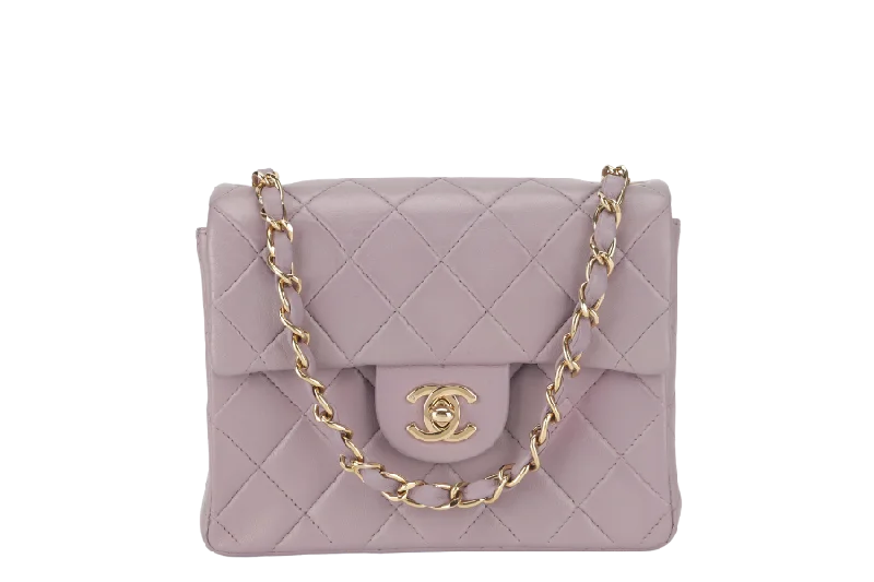 Chanel bags with chain and leather strap combinationsCHANEL VINTAGE CLASSIC FLAP MINI SQUARE (795xxxx) LILAC LAMBSKIN GOLD HARDWARE WITH CARD AND DUST COVER