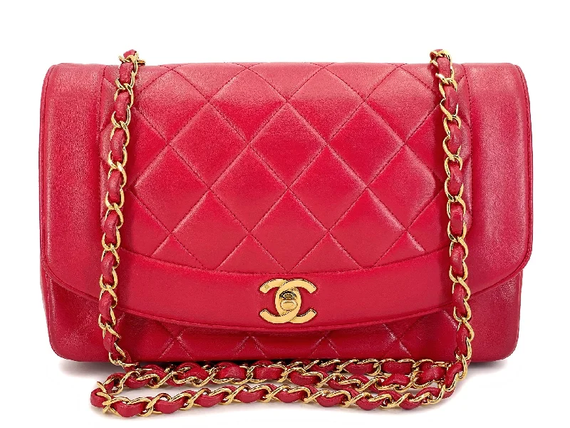 Chanel All - Match Handbag for Versatile StylingChanel Vintage Red Diana Flap Bag Medium Lambskin 24k GHW 1994 44T