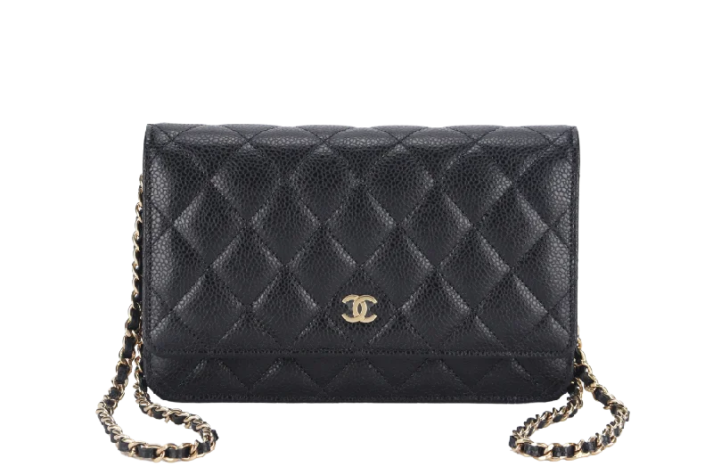 Chanel bags for women with minimalist styleCHANEL WALLET ON CHAIN (JT7Xxxxx) BLACK CAVIAR LEATHER GOLD HARDWARE WITH DUST COVER AND BOX