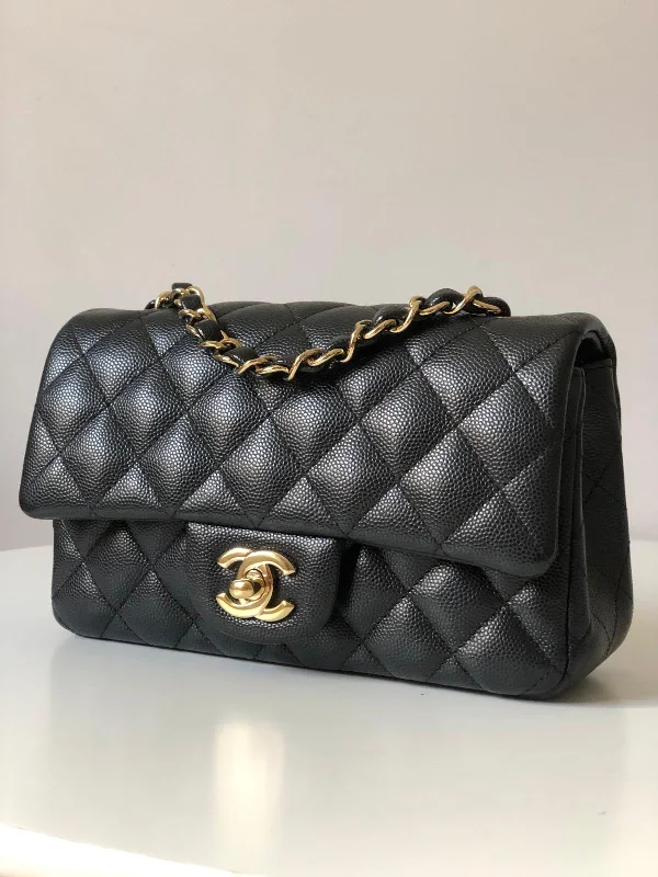 Chanel bags for the minimalist fashionChanel 17B Caviar Black Quilted Classic Flap Mini GHW