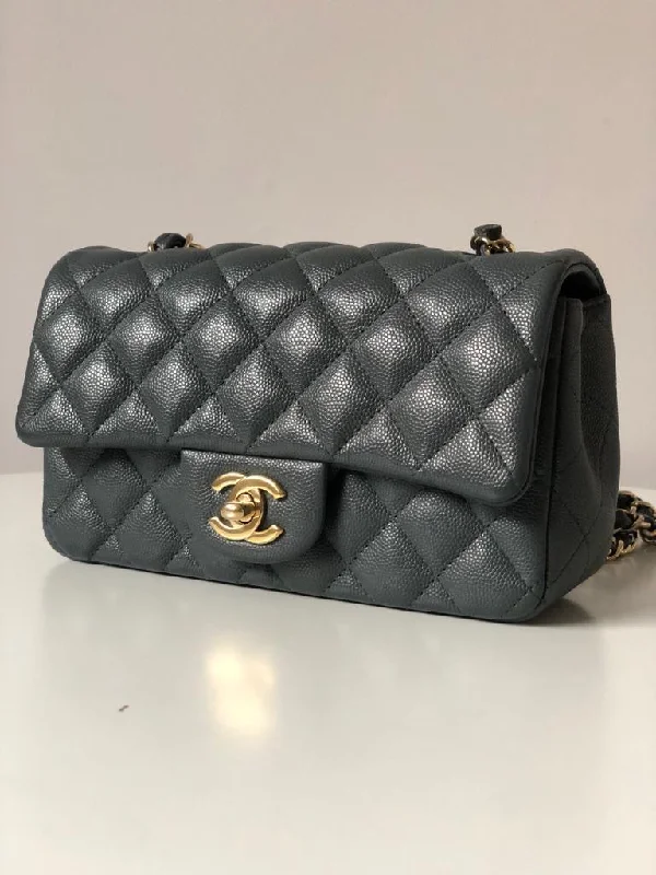 Chanel bags for women with minimalist styleChanel 18B Dark Grey Caviar Classic Flap Mini GHW.