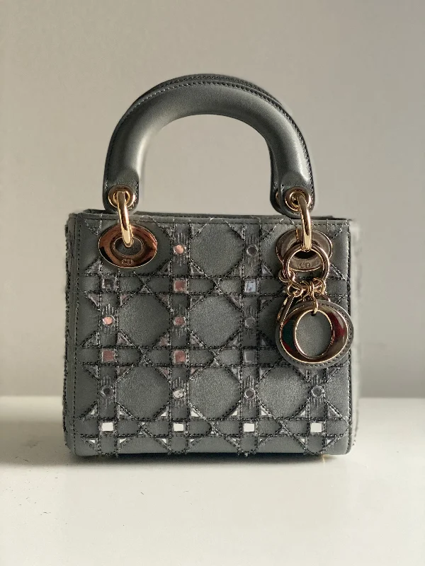 Chanel bags for women with minimalist styleCHRISTIAN DIOR MINI LADY DIOR LIMITED EDITION LAMBSKIN GREY LGHW