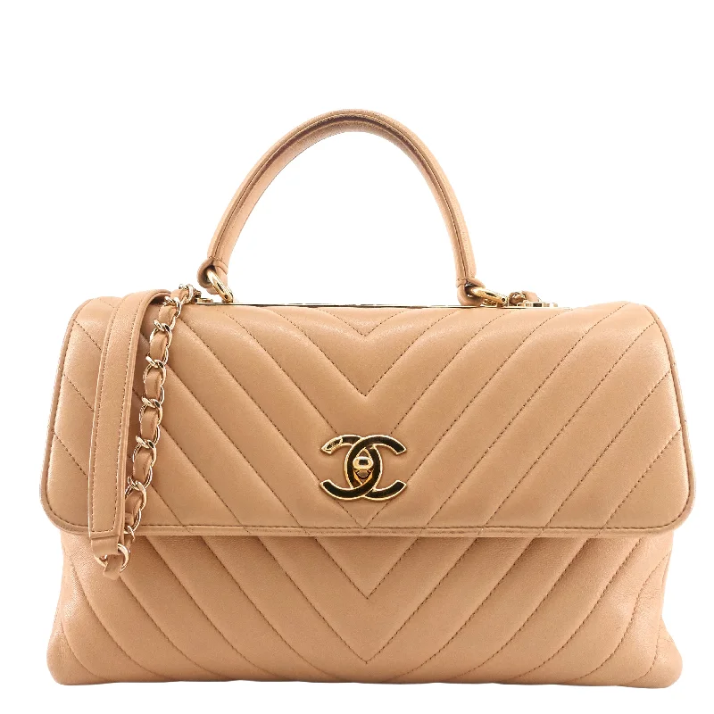 Chanel bags that pair perfectly with any outfitTrendy CC Chevron Medium Top Handle Leather Bag