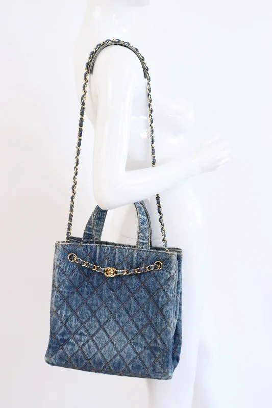 Chanel Designer Handbag with Unique DesignON LAYAWAY   Rare Vintage CHANEL 1996-1997 Quilted Denim Bag