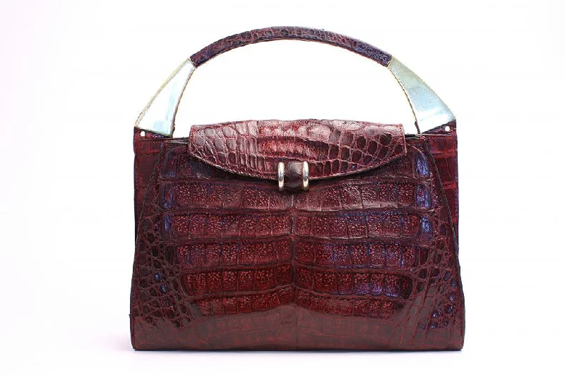 Chanel bags for women who appreciate fine craftsmanshipVintage 70's Wine Crocodile Belly Handbag