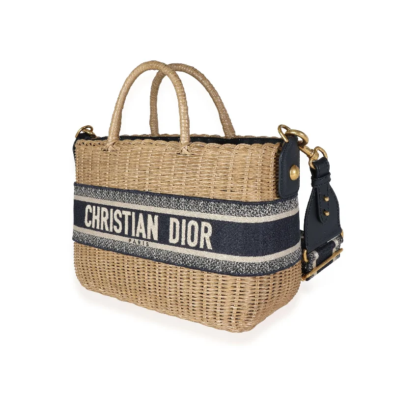 Fashion - forward Christian Dior tote bags for the modern womanChristian Dior Oblique Jacquard Wicker Basket Bag