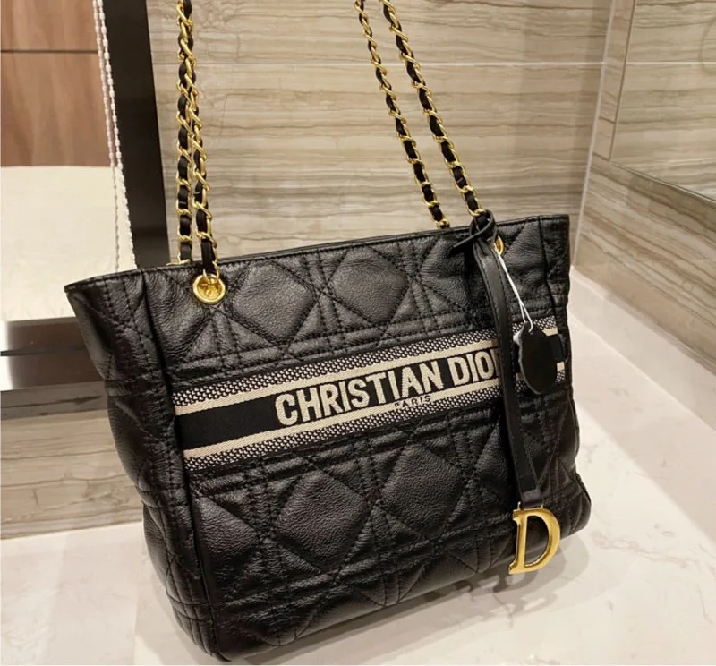 Trendsetting Christian Dior crossbody bags with a colorful strapBlack Dior woman handbag