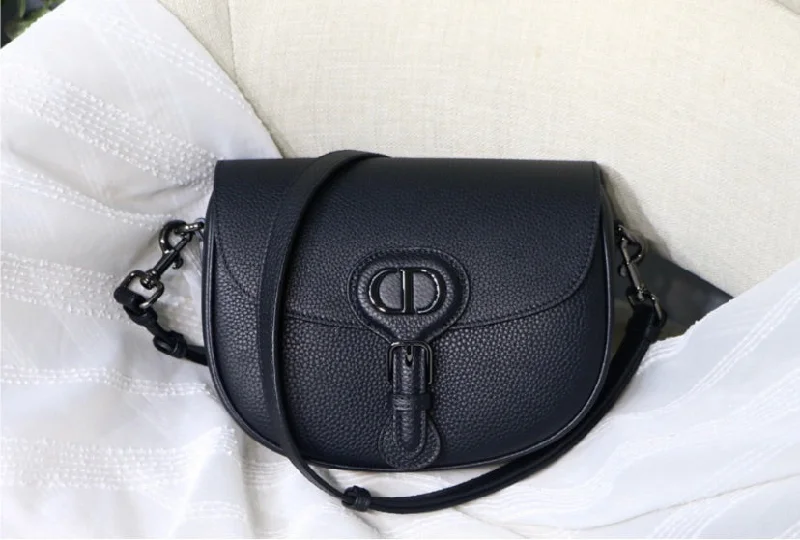 Christian Dior Saddle bags with a patent leather finish for a shiny lookBlack leather DIOR  Crossbody