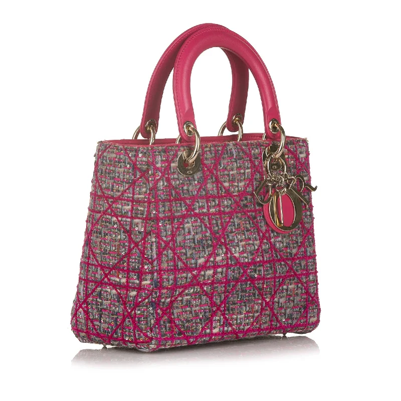 Christian Dior bags with a side - pocket for holding a water bottleDior Cannage Lady Dior Tweed Satchel (32424)