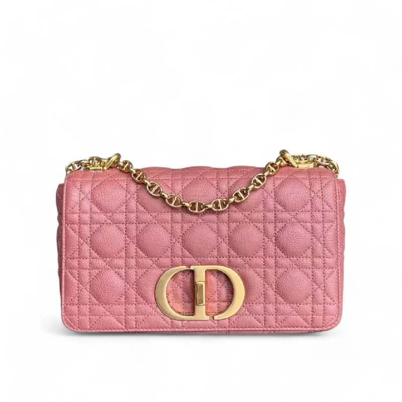 Christian Dior handbags with a removable shoulder strap for versatility*Unused* Dior Caro - Medium Cannage Calfskin Pink Gold Hardware