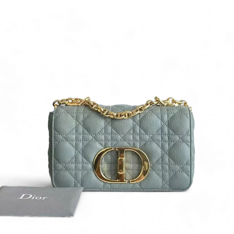 Christian Dior handbags with a detachable mirror for on - the - go touch - upsCaro Small Cannage Grained Calfskin Gray Grey GHW